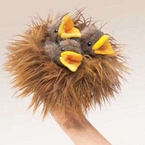Folktails Puppets With A Tale Baby Birds in Nest Finger Puppet Plush Folkmanis